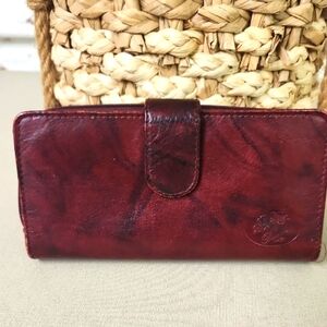 Buxton Leather Wallet Burgandy Y2K Style